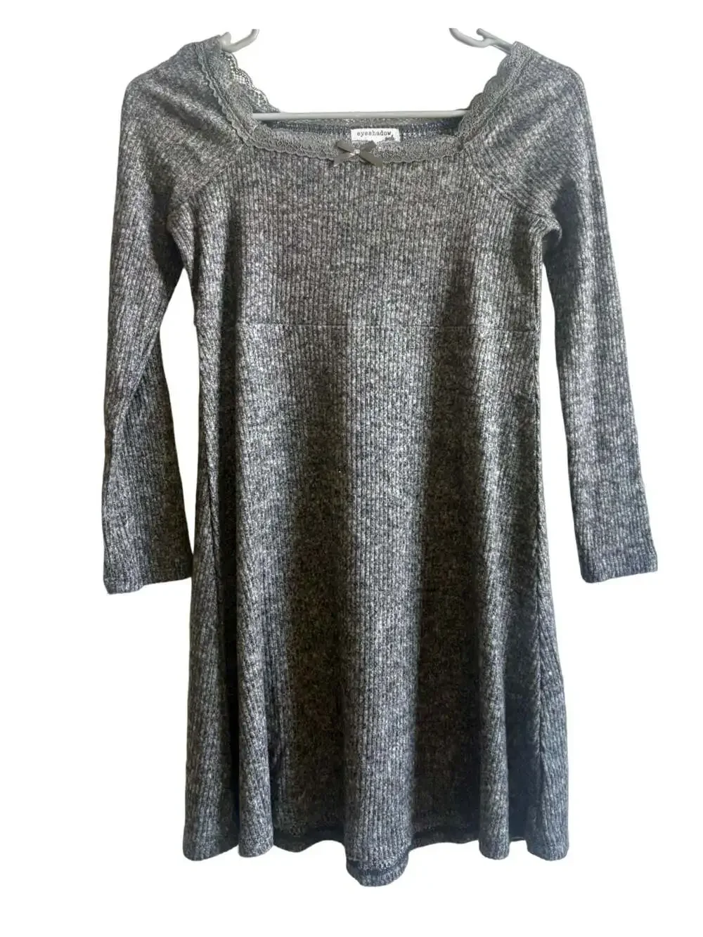Eyeshadow Girls Ribbed Knit Dress Gray Size XL (16)